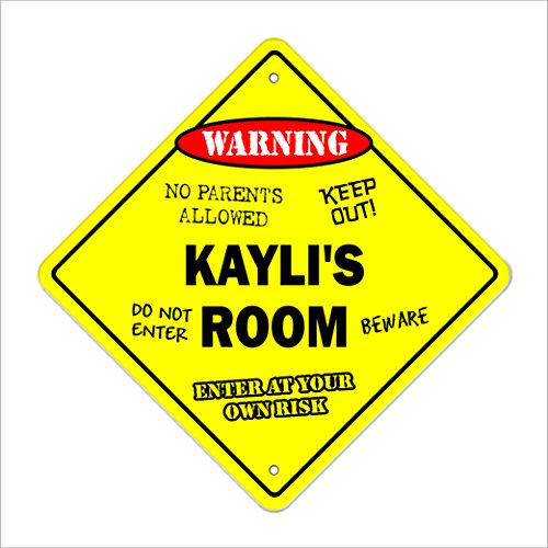 Kayli's Room Sign Crossing Zone Xing | Indoor/Outdoor | 12' Tall Kids Bedroom Decor Door Children's Name boy Girl