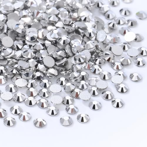 Image of Silver Flatback Rhinestones, Glass Rhinestones for Nail Art and Craft, Glue Fix, Loose Crystal Gemstones(Silver, SS4, 1440pcs, 1.5-1.7mm)