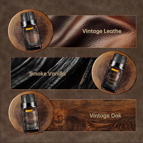 Men Essential Oils Set - 6 Premium Fragrance Oils for Diffusers for Home, Candles & Aromatherapy | Leather, Sandalwood, Cologne, Smoke Vanilla, Oak, Mahogany Scents | Gift Set for Men, Father's Day - Image 4