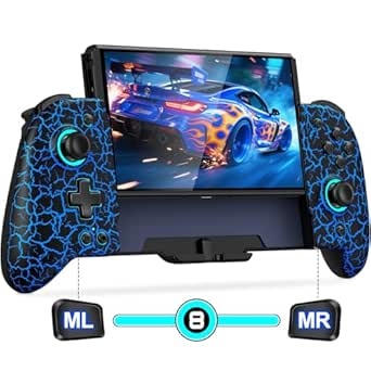 Switch Controllers Compatible with Nintendo Switch/ Switch OLED, One-Piece Joypad Controller Replacement for Switch Pro Controller with 9 Lights Color, Switch Remote for Users Who Prefer Handheld Mode