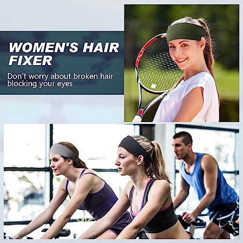 Image of 18 Pcs Sports Sweatbands for Men Women Camo Headbands Workout Non Slip Headbands Breathable Head Band Fitness Stretchy Unisex Hairband for Yoga Running Cycling Ball