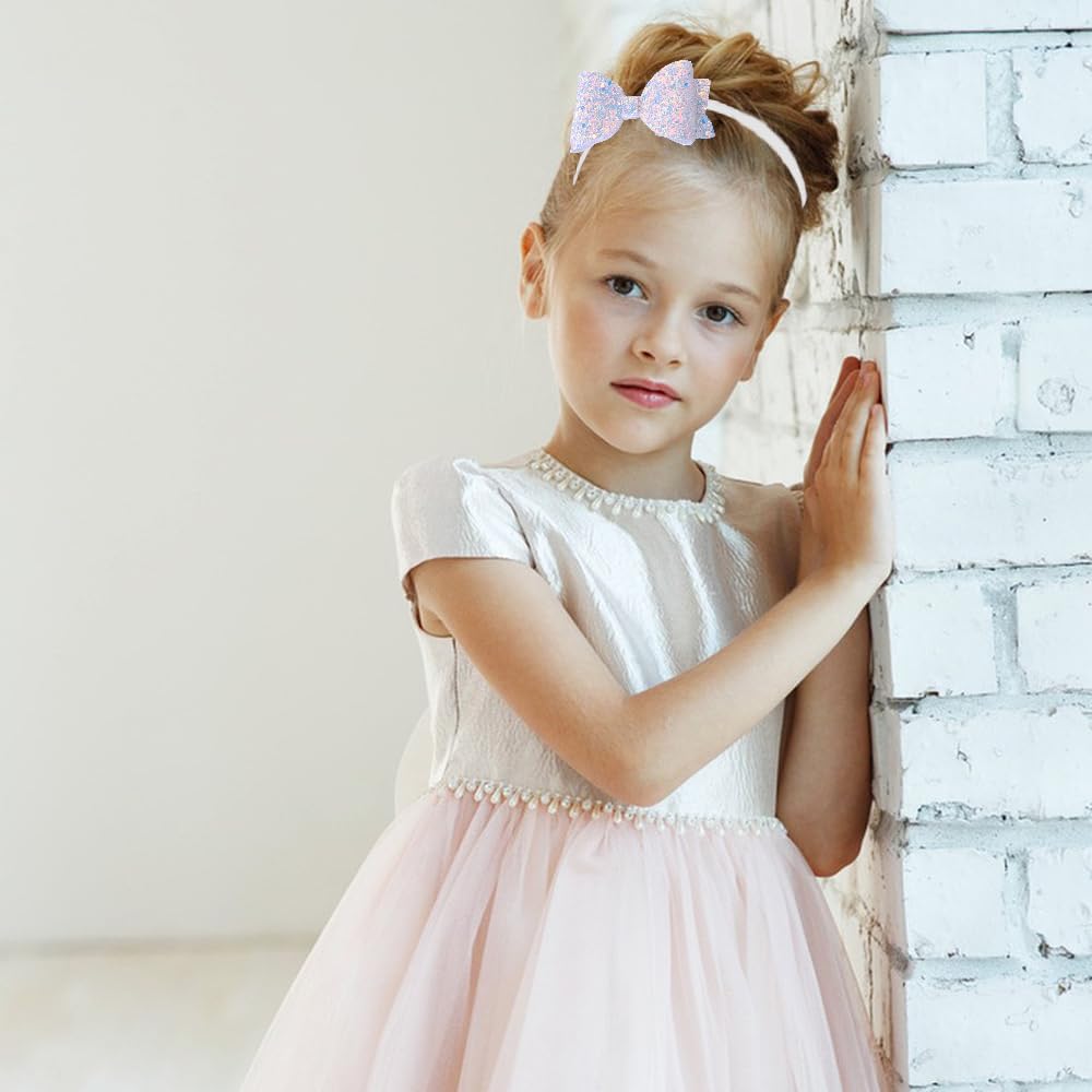 DRESHOW Ragazze Fasce Arco Glitter Bambini Fascia Cuore Stella Capelli per Toddlers Adolescenti