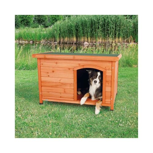 TRIXIE wetterfestes und aufklappbares Hundehaus 'natura Hundehütte Classic Flachdach, M–L: 104 × 72 × 68 cm, braun' - 39552