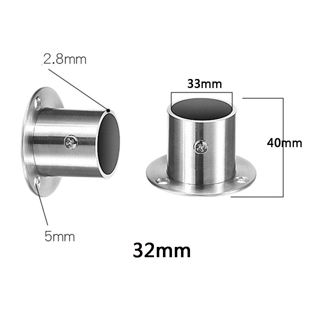 Staffa per tubo da parete da 19 mm, in acciaio inox 304, supporto per asta con flangia, supporto terminale per asta, per armadio, armadio, tenda doccia, asta per tenda da doccia, 8