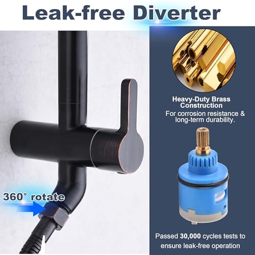 Sistema de ducha SonTiy con cabezal de lluvia de 12 pulgadas, brazo ajustable 360°, color bronce frotado al aceite miniatura 5