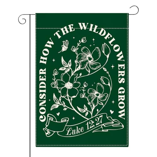 Christian Bible Verse Funny Plants Gifts for Gardener Native Plant Lovers Outdoor Decorations Small Double Sided Burlap art Stained Glass Style Garden Flags 12...