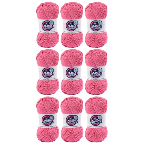 Image of NESTNHAVEN Cotton Candy 100% Cotton Yarn - (100g, 185 Meters) - Luxury Yarn for Crochet, Amigurumi, Embroidery, Toys, Garments, Flowers and Hobby, Projects. (Pink) | (900 Gm)