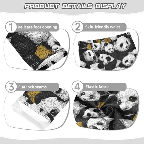 Black White Panda Girls Leggings Kids Yoga Pants Dance Active Tights 4T3