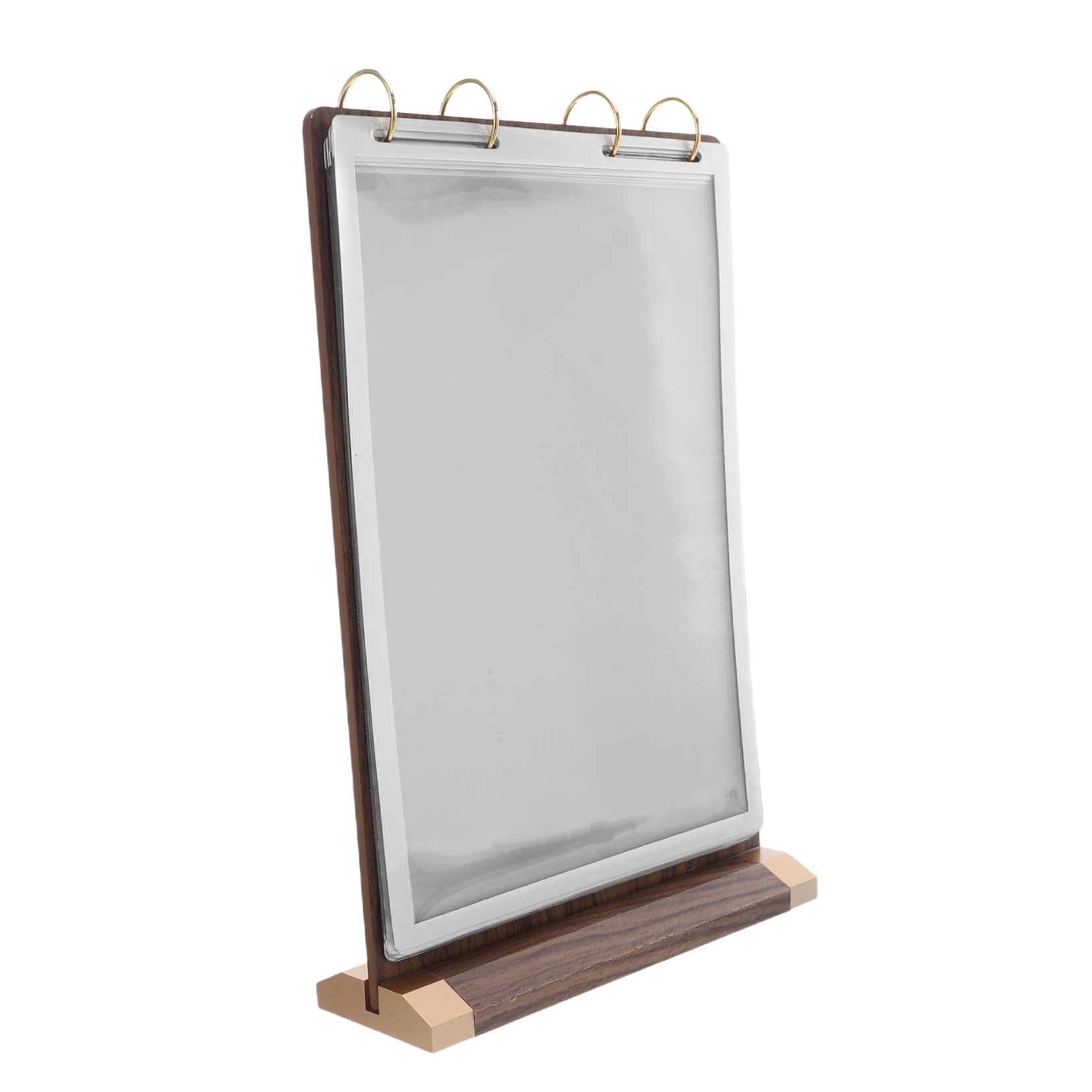 Ciieeo Support de Menu Bois de Noyer Naturel Porte-cartes de Table à Pages Côtés avec Base Robuste Présentoir à Défilement Facile pour Restaurant et Pub
