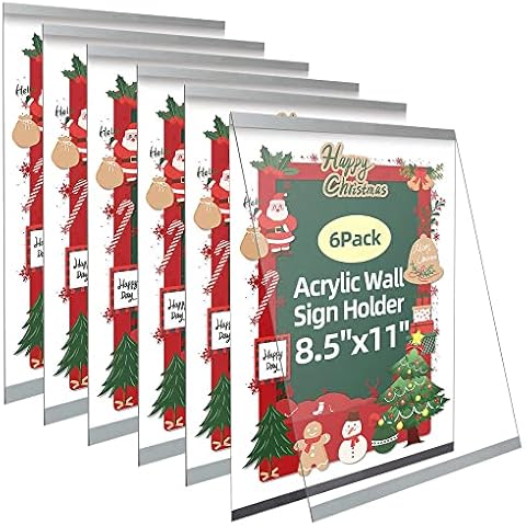 REALWAY Acrylic Sign Holder 8.5 x 11 Wall Mount - Acrylic Wall Sign Holder Plastic Sign Holder 8.5 x 11 Wall Mount for Office, Home, Store, Restaurant-No Drilling (6 Pack) Cover