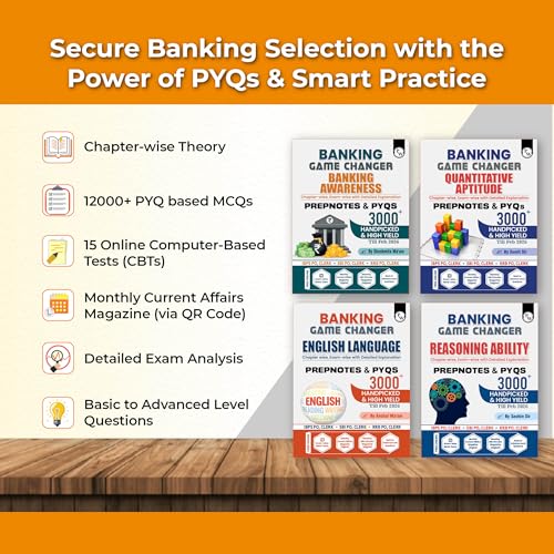 Image of PW Banking Game Changer English Language, Banking Awareness, Reasoning Ability, Quantitative Aptitude Combo Set of 4 Books For 2026-27 Exams | Prepnotes & 12000+ PYQs