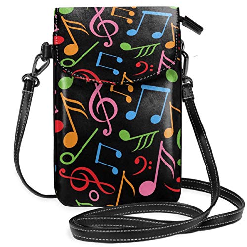 Preisvergleich Produktbild Musikalische Notizen Kleine Umhängetasche für Mobiltelefone Smartphone-Geldbörse mit abnehmbarem Gurt