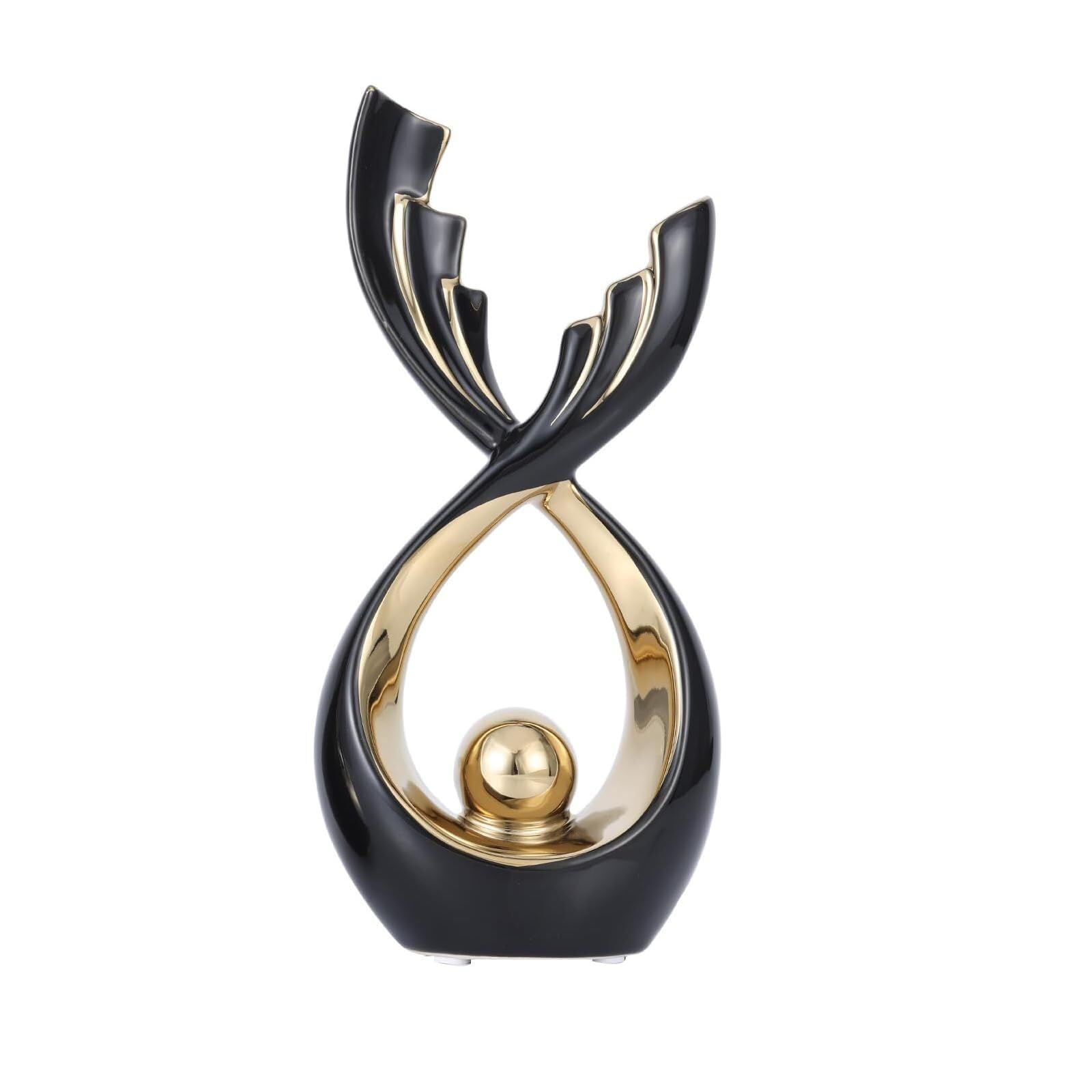 Regalos para Mujeres Sala de Estar cerámica Moderna Deco la Escultura for decoración Oficina Decoración para estanterías(Black,Big)