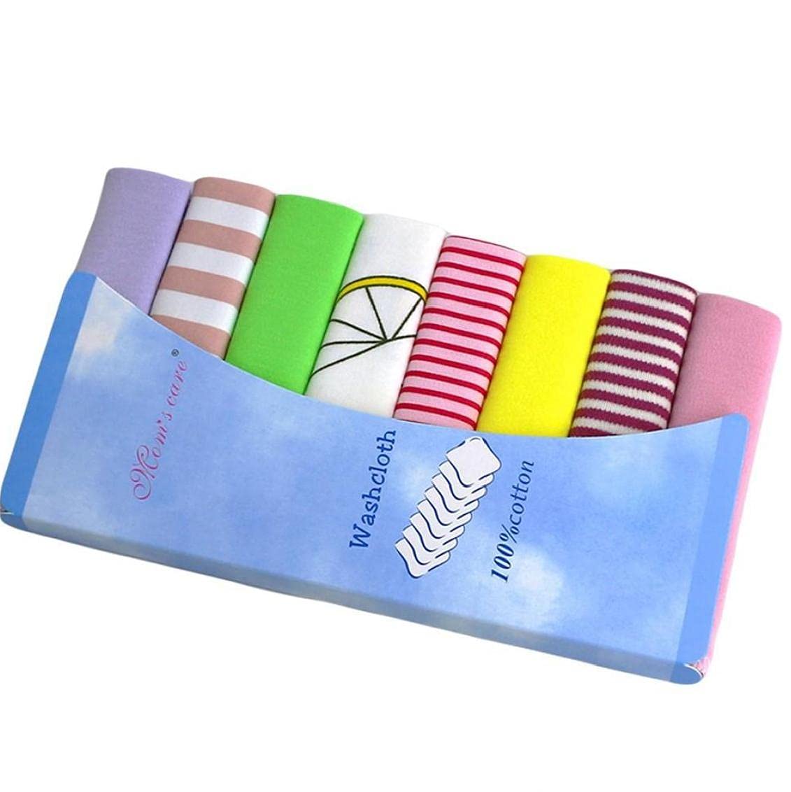 Tossper Men's Random Color 8Pcs/Pack Cotton Newborn Baby Towels Saliva Towel Nursing Towel Baby Boys Girls Washcloth Handkerchief Cloth Wipes
