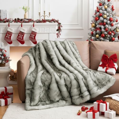 HOMFINE Luxuriöse Kunstfelldecke Felldecke Kunstfell - Kuscheldecke...
