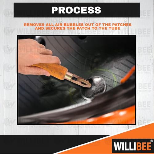 Image of WILLIBEE Tyre Patch Repair Tool Combo | Wooden Handle Tire Patch Stitch Rollers with Bearing | Tube & Tubeless Puncture Repair (Set of 2)