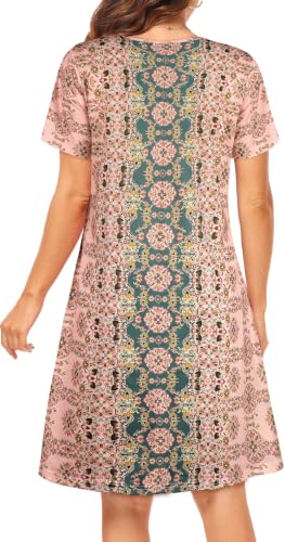 Image of elescat Womens Summer Dresses Casual Loose Tshirt Floral Pockets Sundress