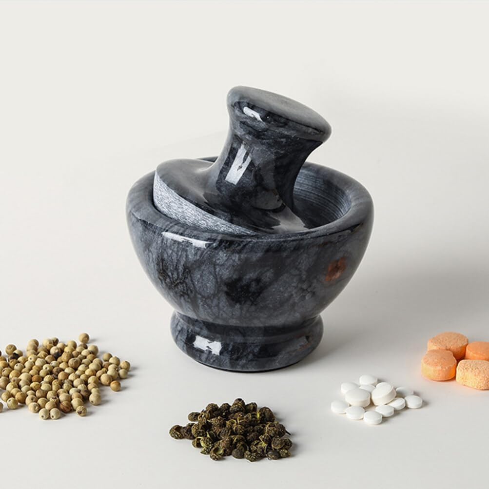 Cabilock 1 De Morteros Y De Mármol Cuenco Para Molinillo De Piedra De Mármol Triturador De Ajos Olla Para Triturar Jengibre Para Guacamole Especias Ajo Cocina
