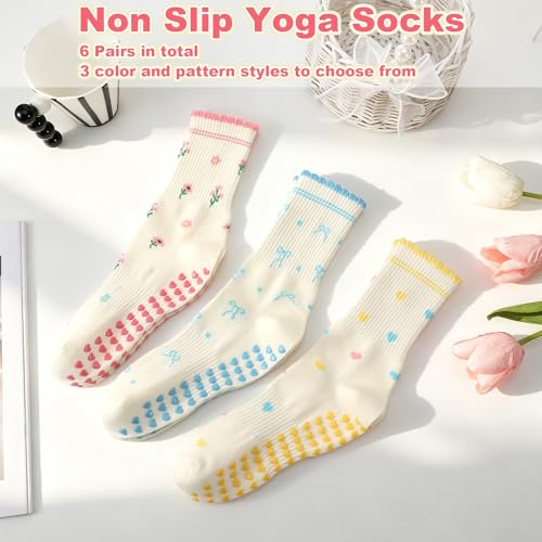 Image of Jspupifip Cute Pilates Socks for Women | Non Slip Yoga Socks with Grips for Barre Workout Athletic Hospital