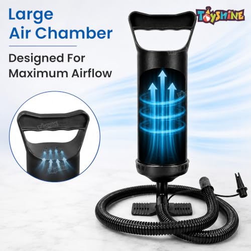 Image of Toyshine 12 Inch Air Hammer Inflation Pump 0.85L /Cycle with 3 Valve Adaptors, for Air Sofa, Bed, Swimming Pool Tubes, Toys, Air Bags, Mattresses