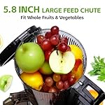 Cold Press Juicer, 5.8" Wide Feed Chute Juice Extractor Machine with 400W, High Juice Yield, Slow Masticating Juicer for Whole Vegetables & Fruits, Premium Silver - Image 2