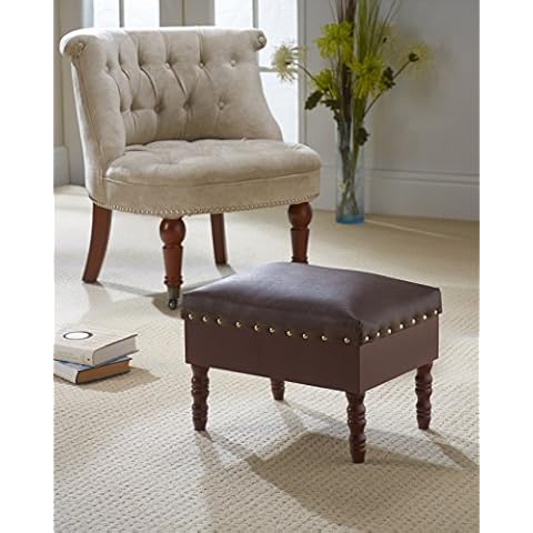 Finepoint Footstool With Storage Compartment and Faux Leather Lid Cover