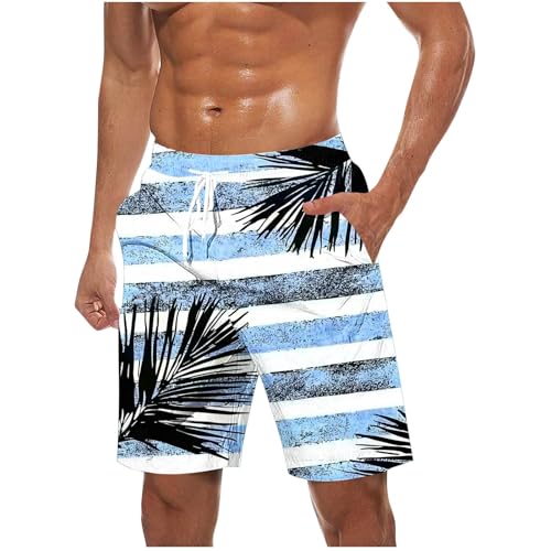 Hawaiian Men's Summer 4th of July Patriotic USA Flag Print Beach Shorts Swim Trunks Sports Running Bathing Suits