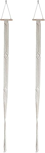 Miniatura 7 de Paquete de 2 percheros de macramé para pared, organizador bohemio para sombreros, exhibidor colgante, tejido a mano, soporte decorativo para gorras
