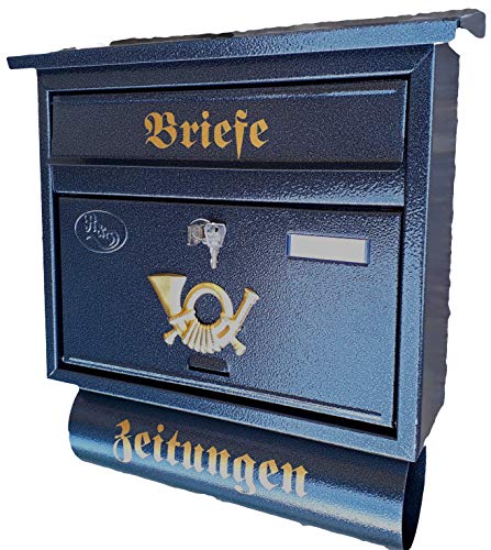 Preisvergleich Produktbild R&D Großer Briefkasten / Postkasten XXL Anthrazit mit Abnehmbarer Zeitungsrolle Flachdach Katalogeinwurf Zeitungsfach (Anthrazit)