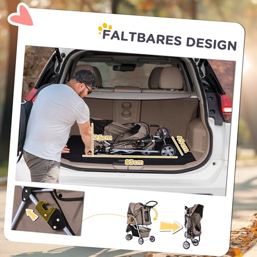 PawHut Hundewagen Hundebuggy Buggy Hunde Katzen Pet Stroller Hunde Buggy Kaffeebraun