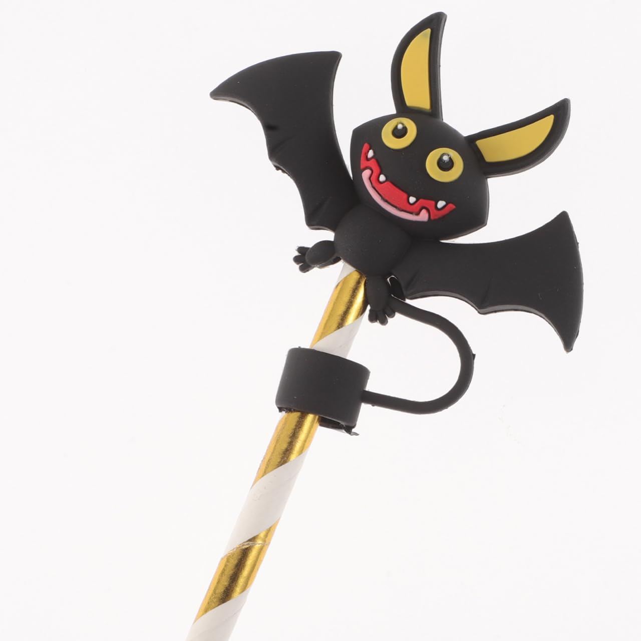 Amosfun 7 Stück Halloween-Silikon-Trinkhalm-Abdeckkappen, wiederverwendbar, staubdicht, Trinkhalm-Protektoren mit Fledermaus-Kürbis-Geister-Schädel-Designs für Party-Getränke-Dekoration