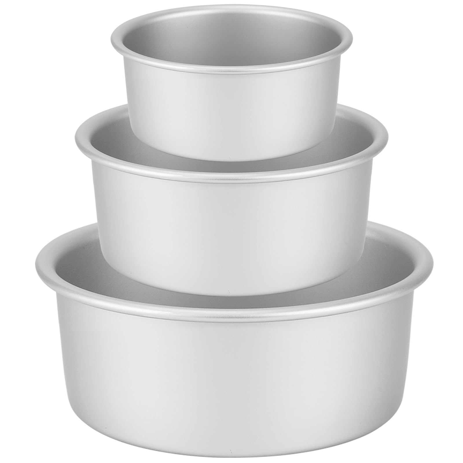 Kuchenform Rund 3-Teil-Set (Ø 15/20/26 cm), hochwertige Backform aus eloxiertem Aluminium mit abnehmbarem Boden, ideal für Kuchen und Torten, silber