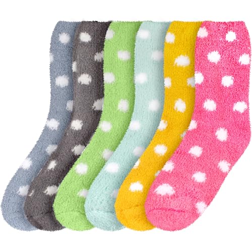 Image of BambooMN Colorful Fuzzy Socks - Assorted Super Soft Warm Microfiber Comfy Home Socks - Value Pack