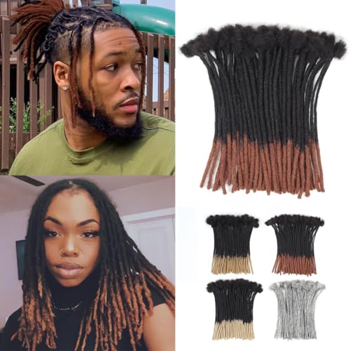 Vecago 8 inch 50 Strands Loc Extensions Human Hair, 0.4cm Width 100% Human Hair Dreadlock Extensions for Men/Women, Can be Dyed Soft Dreads Extensions,1B/30