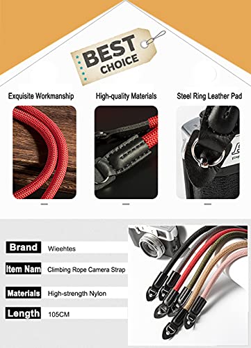 wieehtes Kameragurt aus Seil:105cm Nylon Kletterseil Kamera Hals Schultergurt für Spiegellose/Kleine Kameras(Blau) – Bild 5