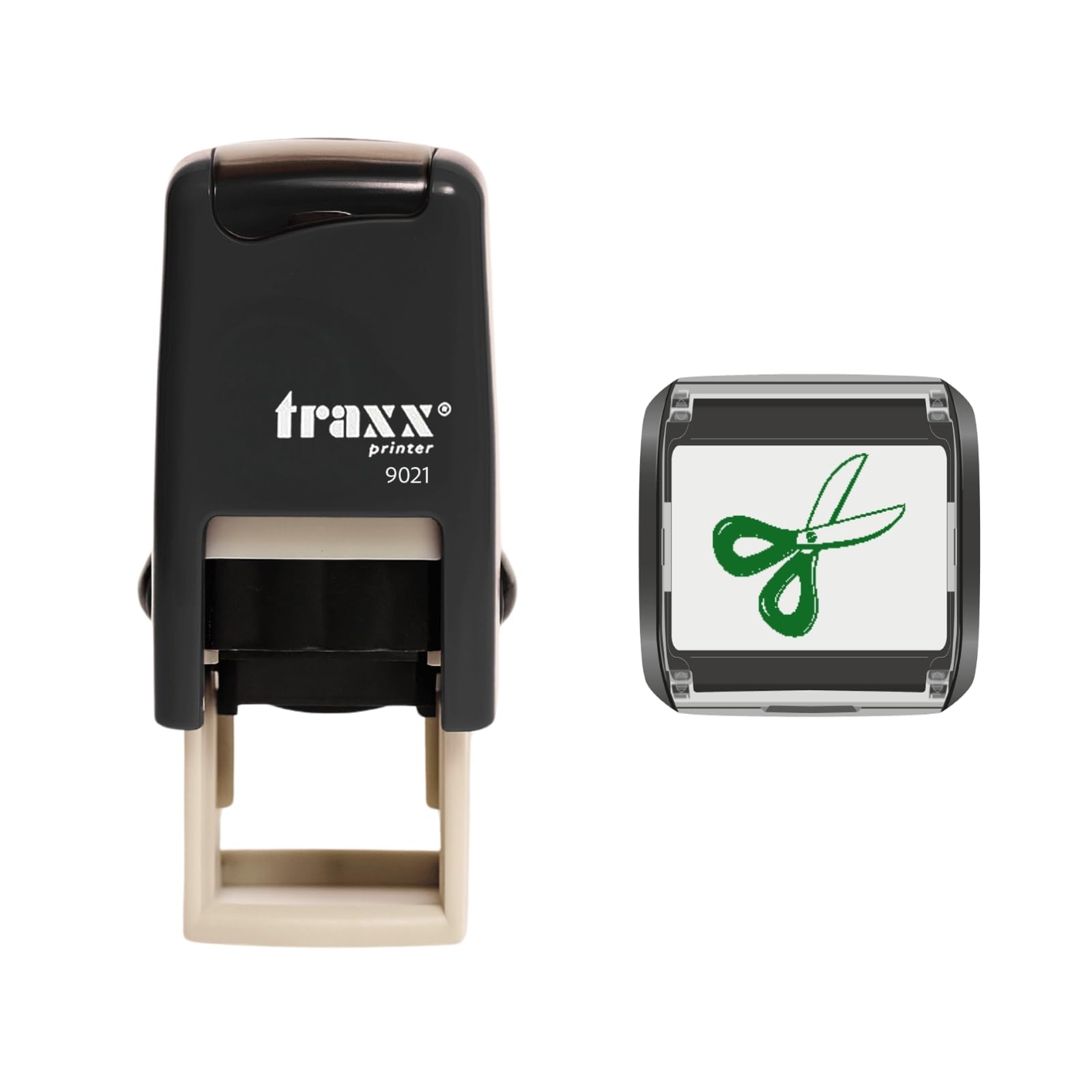Traxx 9021 Loyalty Card Self Inking Rubber Stamp Salon Barbers *A Green Pair of Scissors Design for Hairdressers*