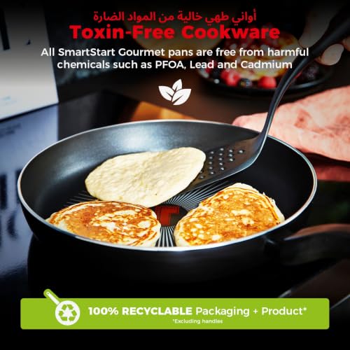 Image of Tower Cerasure Fry Pan with 3X Non-Stick Ceramic Coating for Low Oil Cooking, Quick & Even Heating, Gas & Induction Compatible, Aluminium Cookware, 1.5-Year Warranty (18 cm)