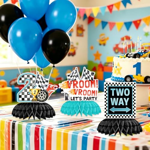 Centres de table en nid d'abeille deux ans anniversaire garçon - 5