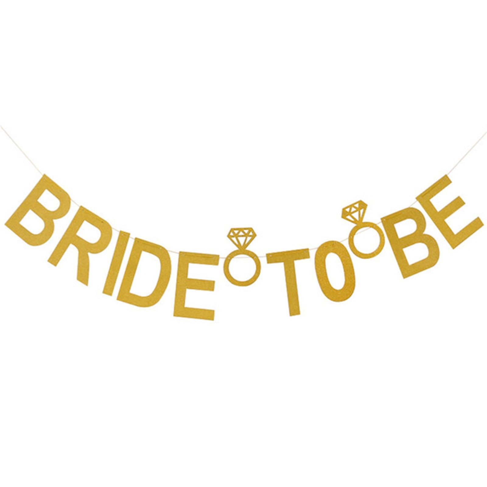 Maxqzin Striscione 'Bride To Be' Oro Champagne Per Addio Al Nubilato - Cartoncino Glitterato, 2,2 Metri, Con Anelli Diamante, Riutilizzabile
