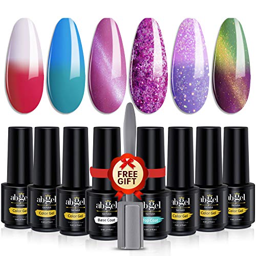 ab gel Gel Nail Polish Set - 8pcs UV LED Soak Off Gel Polish Kit