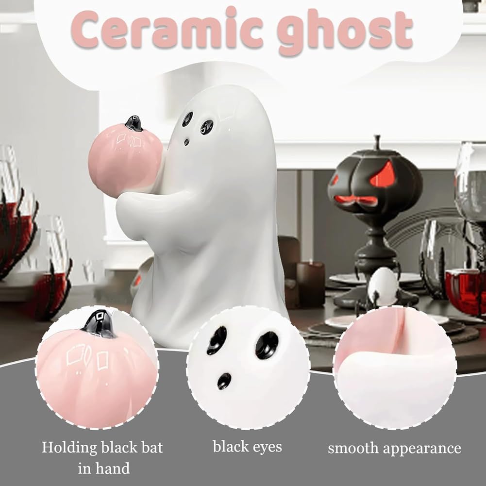 Halloween Kürbis Geist Statue - 8x9cm Harz Deko Für Indoor & Outdoor