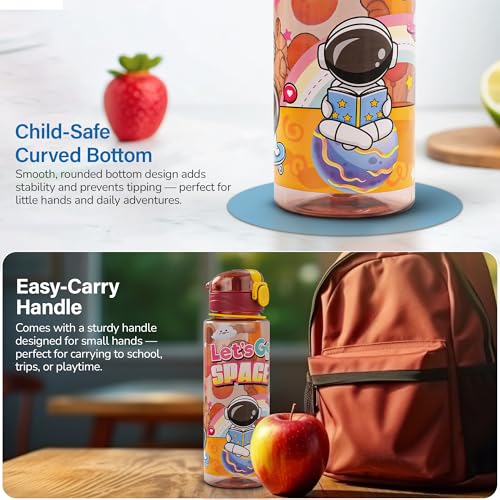 Image of BAYBEE Space 700ml Sipper Bottle for Kids, Anti-Spill Sippy Water Bottle- BPA Free |Sippy Cup, Baby Bottle Sippers | Sipper Water Bottle for Kids Infants & Toddlers 6 Months to 9 Years (Orange)