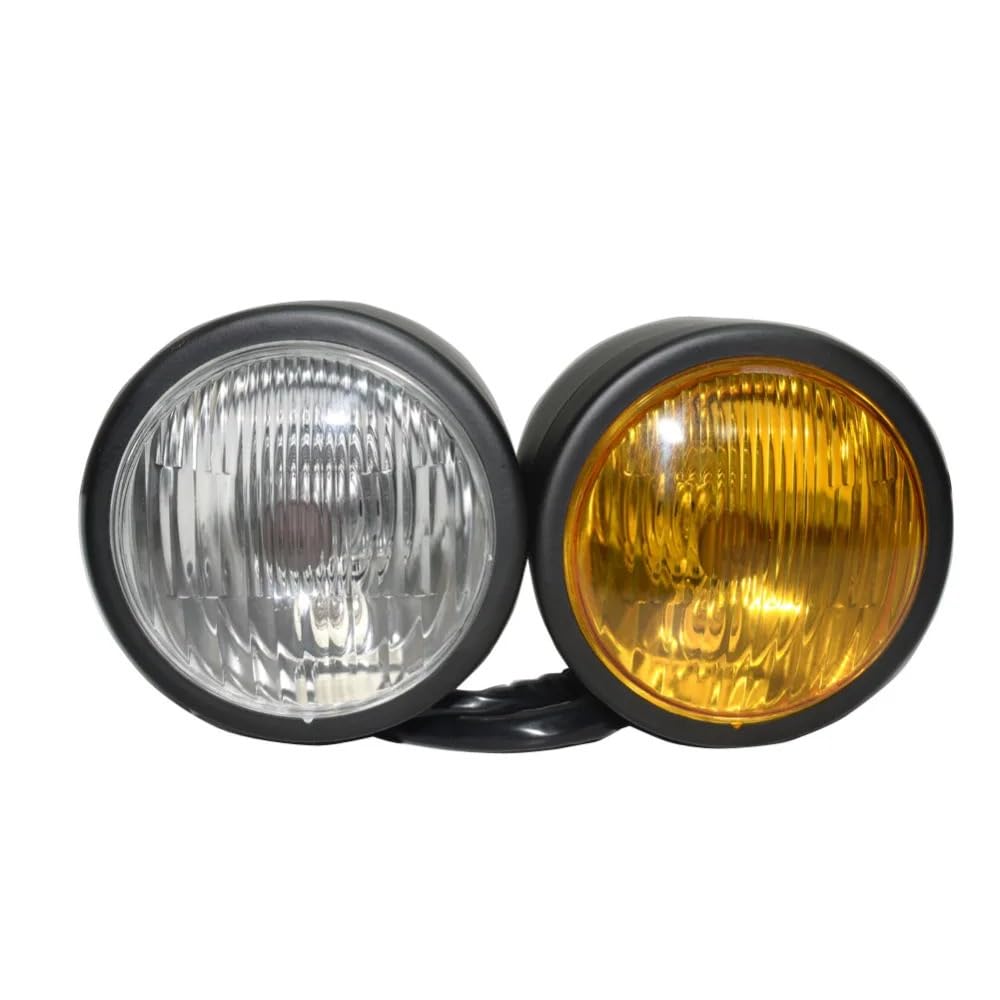 Motocykl Head Light Czarna Obudowa Przezroczysta Z Bursztynową Soczewką Motocykl 4 "Dominator Podwójna Podwójna Okrągła Żarówka Do Przedniego Reflektora Lampa H4 Dirt Bike przednie światła