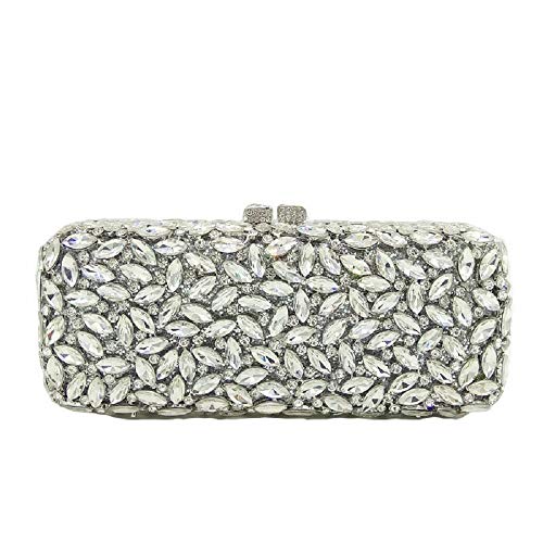Image of Boutique De FGG Women Crystal Clutch Bag Minaudiere Box Handbag Party Prom Rhinestone Clutch Purse Wedding Bag, Mini