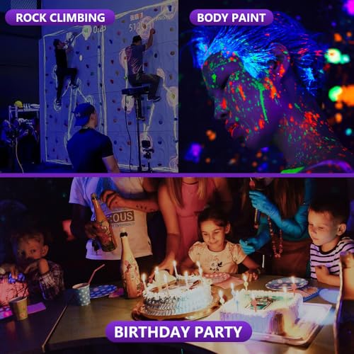 Image of 50W Rechargeable LED Black Lights, Battery Powered & Solar Panels Blacklight, Glow in The Dark Indoor Outdoor, Cordless Portable Waterproof Neon Flood Light for Fluorescent Party Stage Body Paint