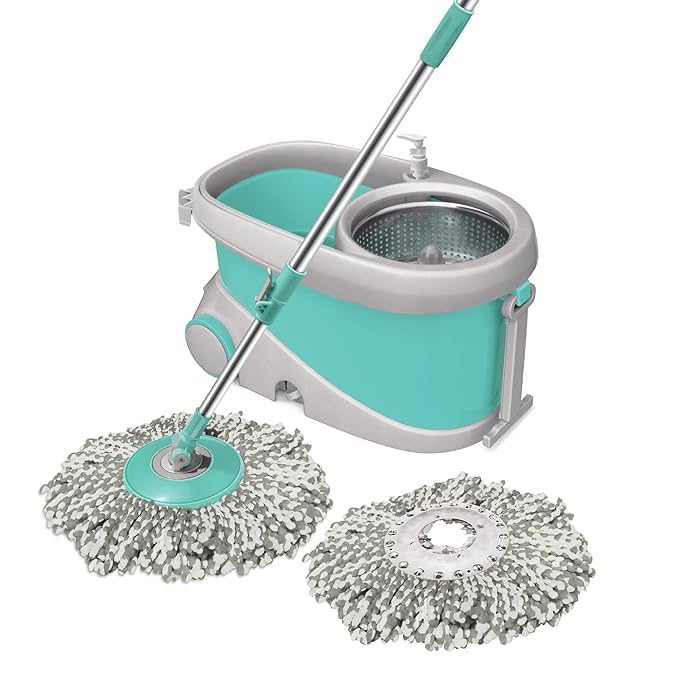 Mop with Big Wheels and Stainless Steel Wringer |2 Microfiber Refills,Bucket Floor Cleaning,Mopping System-Pack of 1 (B0DC48HN1Z) Amazon Price History, Amazon Price Tracker
