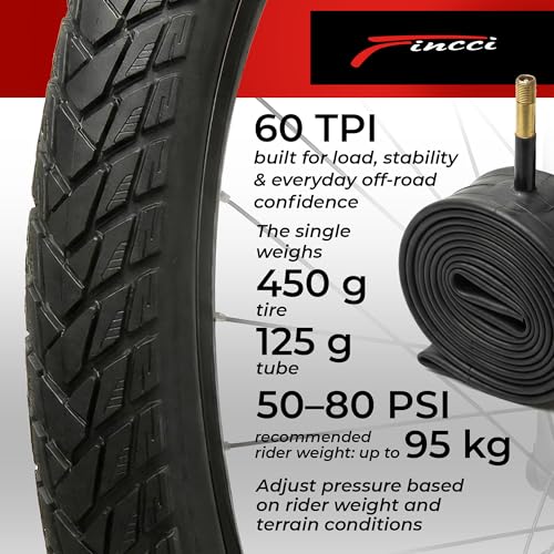 Fincci Gravel 700x35c Bike Tire with 2X Inner Tubes – Pair Foldable 700c Bike Tires, 37-622 with Nylon Puncture Protection 1mm – for Electric, Road, Folding, Hybrid Bikes, 60 TPI