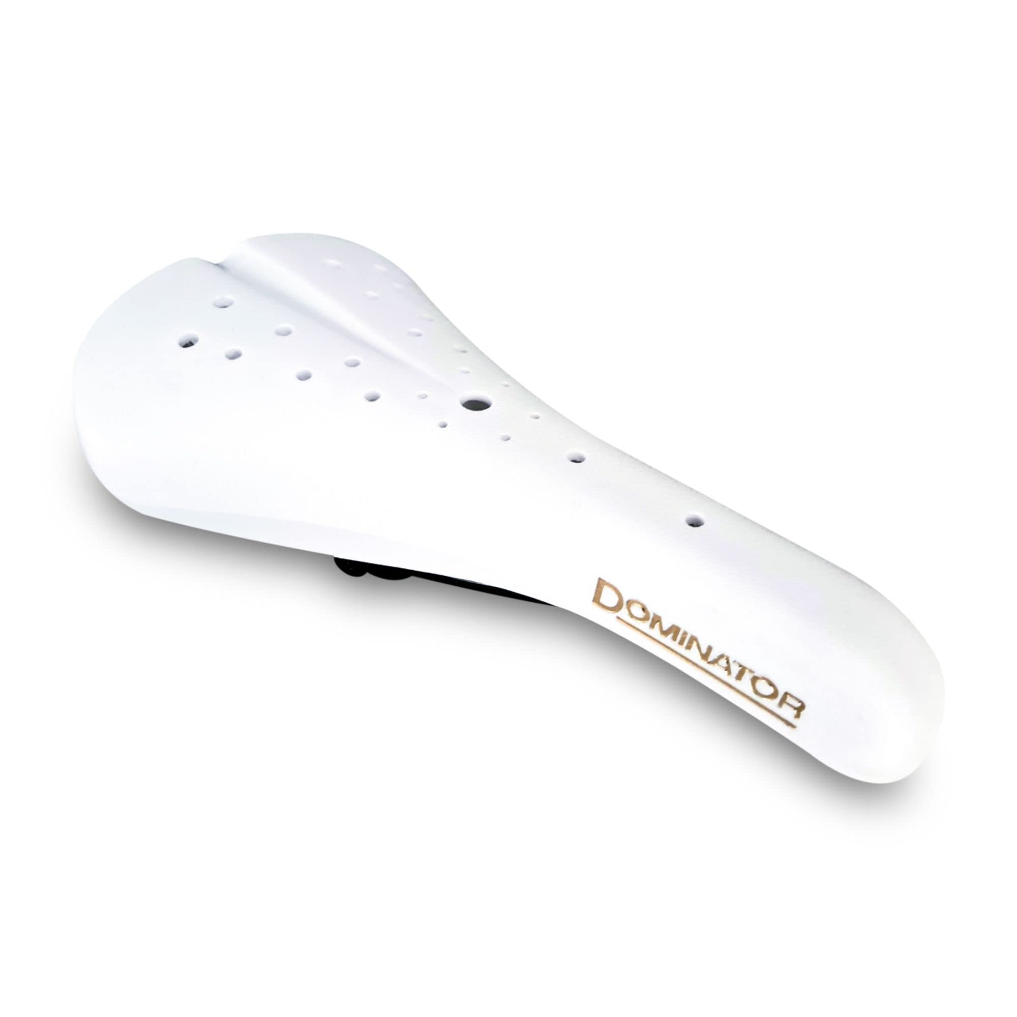 CYCLEZ Dominator BMX Seat White Old School BMX Bicycle Saddle with One Pair 145mm BMX Flange Grips Bundle Kit