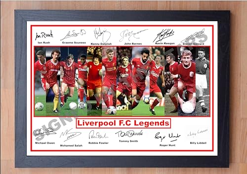 Impression dédicacée Liverpool FC Salah cadre A4 pour mur vide