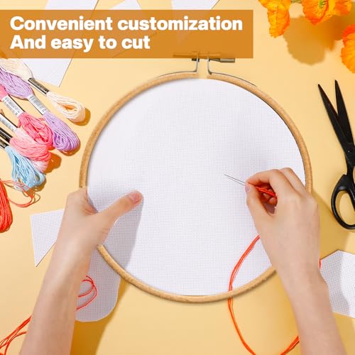 Image of Zeyune Needlepoint Canvas 20 x 24 Inches Cross Stitch Aida Cloth 18 Mesh Blank White Canvas with 36 Colors Cotton Threads and 5 Needles for Embroidery, Cross Stitch & DIY Crafts